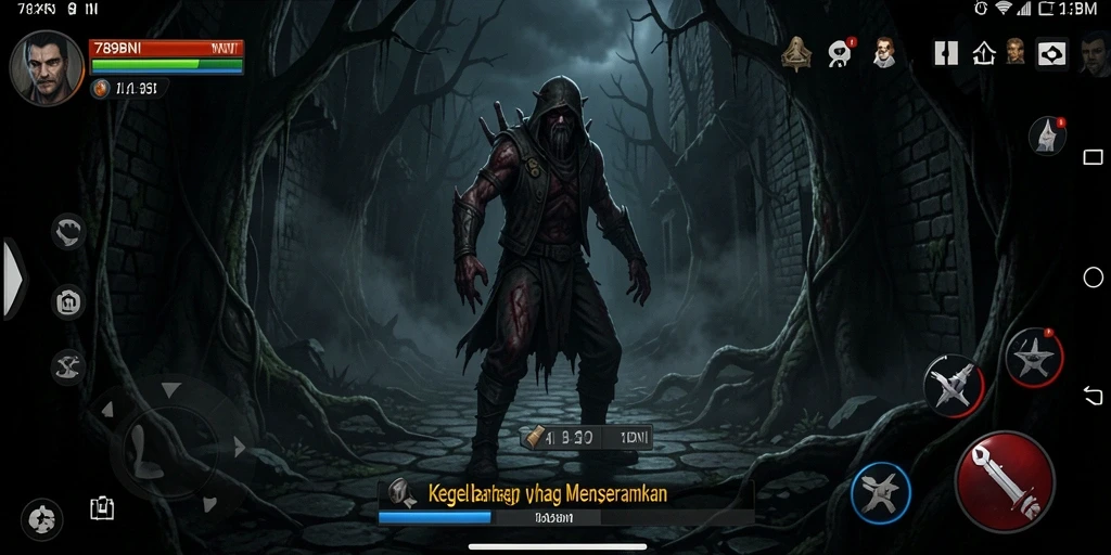 Tampilan gameplay menyeramkan dalam 789BNI yang penuh kegelapan.
