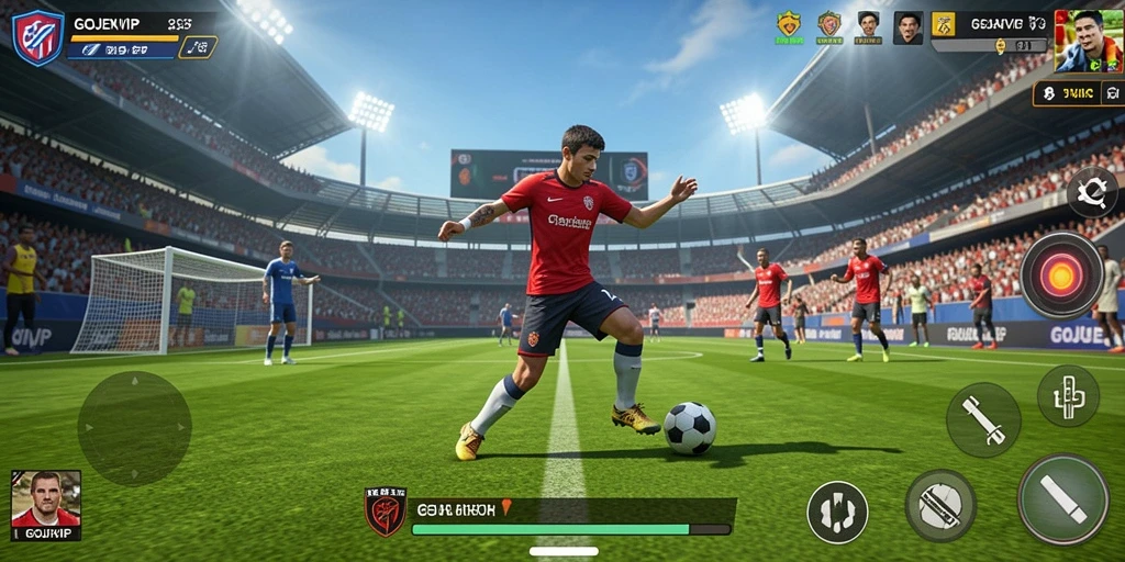 Tampilan gameplay GOJEKVIP yang menampilkan berbagai fitur olahraga.