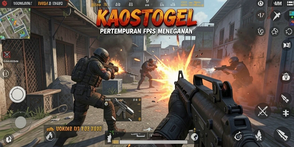 Tampilan gameplay menegangkan dalam KAOSTOGEL dengan aksi FPS yang seru.