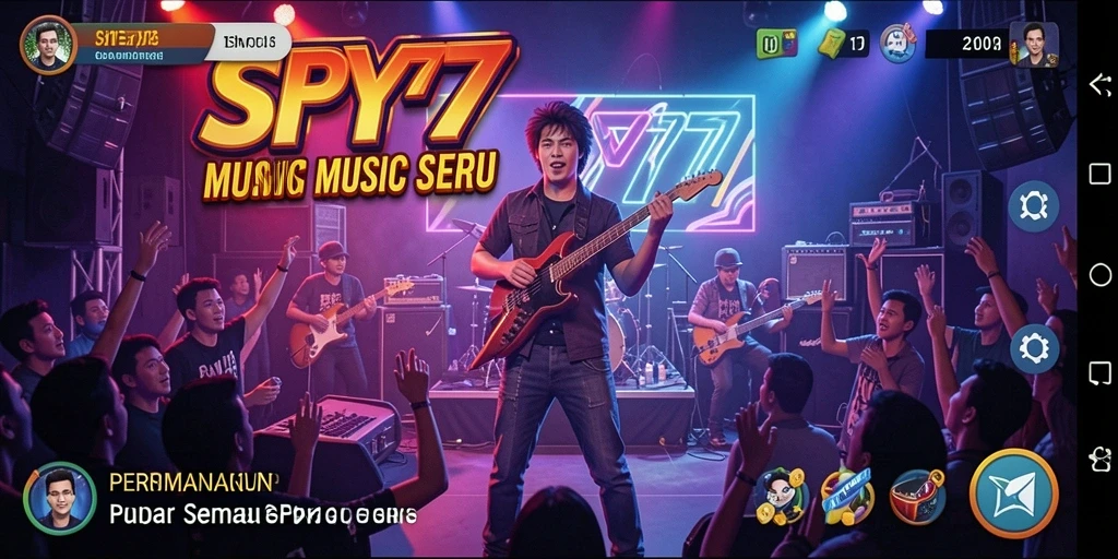 Screenshot gameplay SPY77 yang menunjukkan keseruan bermain musik.