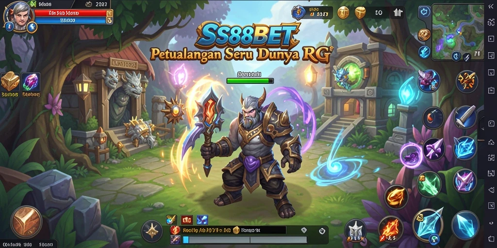 Screenshot gameplay menunjukkan pencarian seru di dunia fantasi RPG.