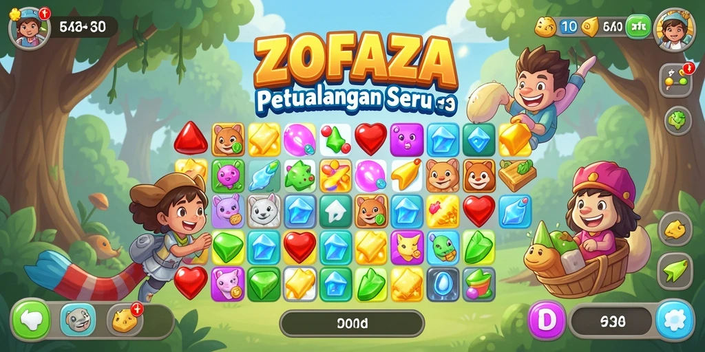 Tampilan gameplay ZOFAZA dengan momen menyenangkan dalam mencocokkan item.